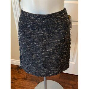 Magaschoni Collection Navy Blue & White Tweed Skirt W/ Zip Closure, Size 8 (US)